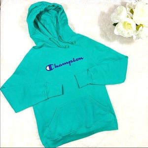 Champion Teal Green Pullover Hoodie Sweatshirt